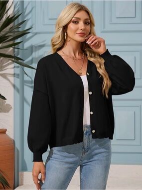 NEW Women's Oversized Cardigan Sweater Long Lantern Sleeves size M